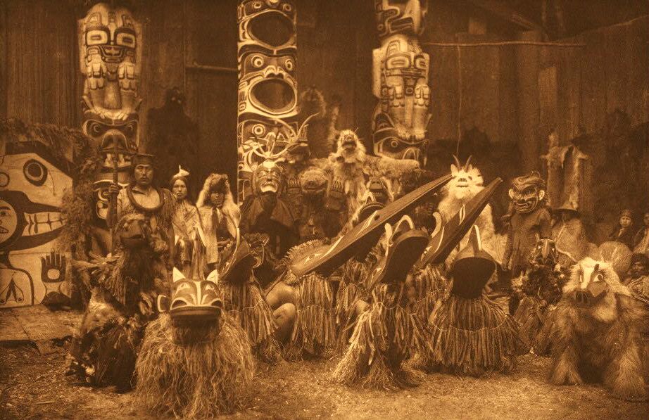 Native American Indian masked dancers